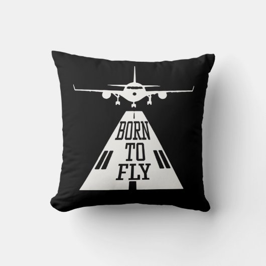 Born To Fly Aviation Pilot Flying Airplane Aircraf クッション (正面)
