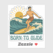 Born To Glide Cali Surfer -Retro Surf Art- Surfing シール (シート)