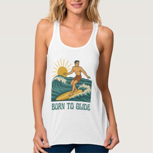 Born To Glide Cali Surfer -Retro Surf Art- Surfing タンクトップ (正面)