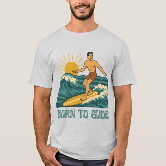 Born To Glide Cali Surfer -Retro Surf Art- Surfing Tシャツ (正面)