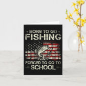 Born to Go Fishing Forced to Go to School Bass カード (黄色い花)