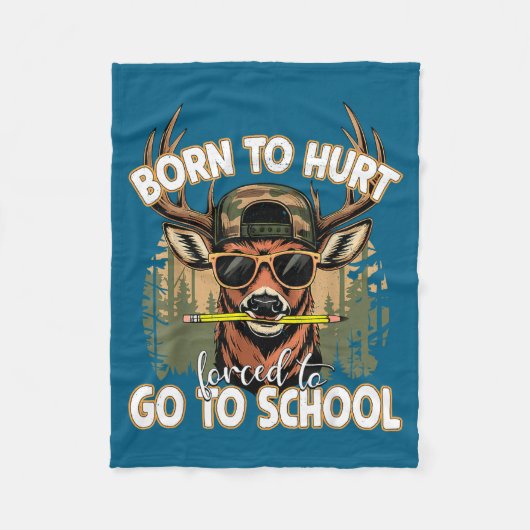 Born To Go Hunting Forced To Go 100 Days Of School フリースブランケット (正面)