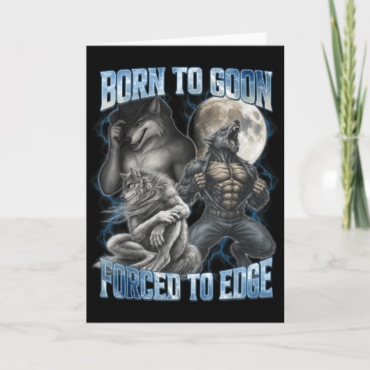 Born To Goon Forced To Edge Funny Alpha Gifts Men  カード (正面)
