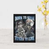 Born To Goon Forced To Edge Funny Alpha Men Wolf M カード (黄色い花)