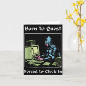Born To Quest Forced To Clock In Funny Office Art  カード (黄色い花)