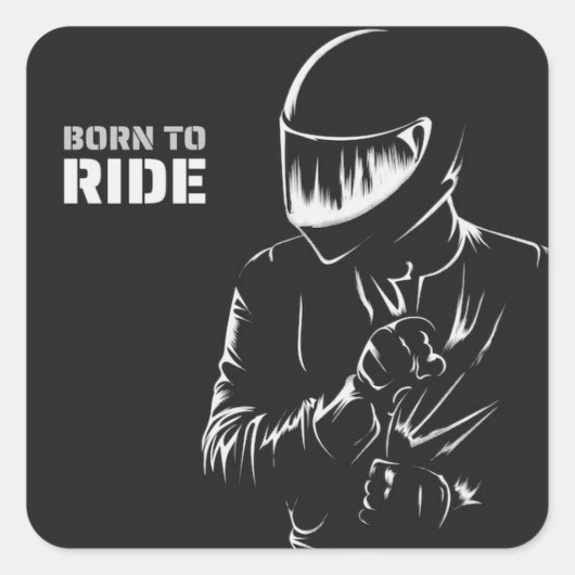 BORN TO RIDE" バイク乗りヘルメット スクエアシール (正面)