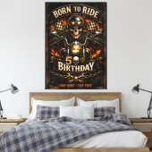 Born to Ride 50th Birthday Biker Skull キャンバスプリント (インサイチュ (寝室))