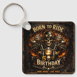 Born to Ride 50th Birthday Biker Skull キーホルダー