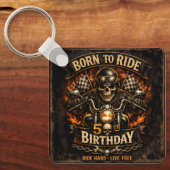 Born to Ride 50th Birthday Biker Skull キーホルダー (正面)