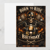 Born to Ride 50th Birthday Biker Skull Card シーズンカード (正面/裏面)