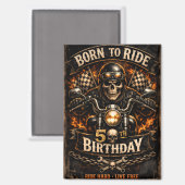 Born to Ride 50th Birthday Biker Skull Card マグネット (正面/裏面)