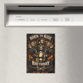 Born to Ride 50th Birthday Biker Skull Card マグネット (インサイチュ (食洗機))