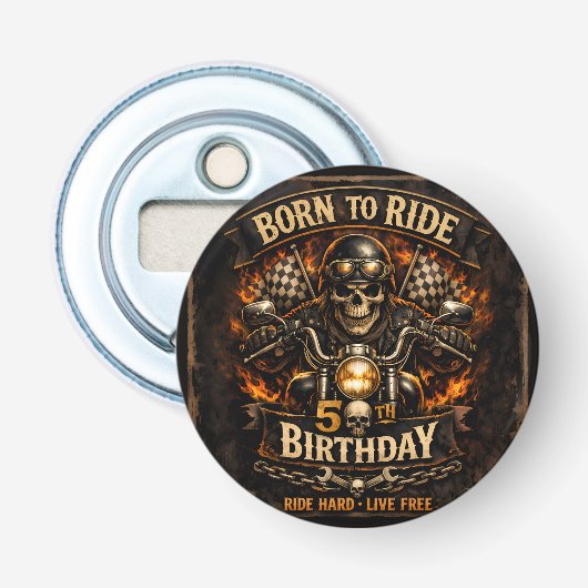 Born to Ride 50th Birthday Biker Skull Card 栓抜き (正面)