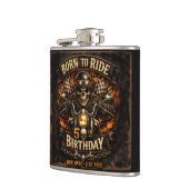 Born to Ride 50th Birthday Biker Skull Hip Flask フラスク (左)