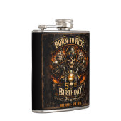Born to Ride 50th Birthday Biker Skull Hip Flask フラスク (右)