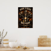 Born to Ride 50th Birthday Biker Skull Poster ポスター (キッチン)