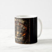 Born to Ride 50th Birthday Motorcycle Skull Mug コーヒーマグカップ (正面右)