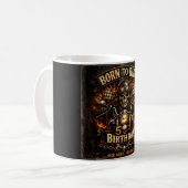 Born to Ride 50th Birthday Motorcycle Skull Mug コーヒーマグカップ (正面左)