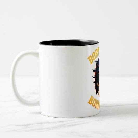 Born to Ride Flaming Skull Helmet ツートーンマグカップ (左)