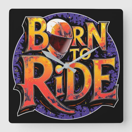 Born to Ride Square Wall Clock スクエア壁時計 (正面)