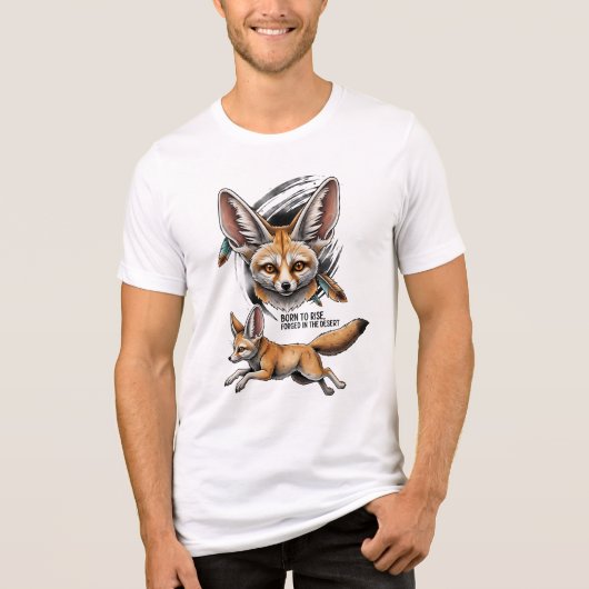 Born to Rise – Tribal Desert Fennec Fox Illustrati トライブレンドＴシャツ (正面)