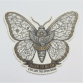 Born To Roam Moth Decal — Ride Free Biker Sticker シール (正面)