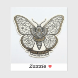 Born To Roam Moth Decal — Ride Free Biker Sticker シール