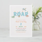 Born to Roar Baby Kid Dinosaur 2nd Birthday 招待状 (スタンド正面)