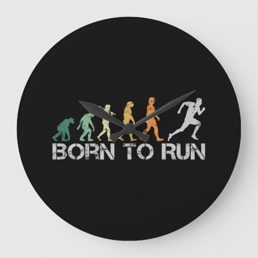 Born to Run Running Runner Evolution Retro ラージ壁時計 (正面)