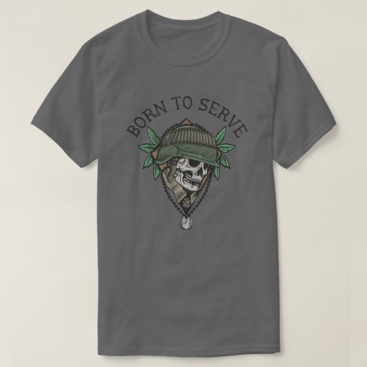 Born to Serve ドクロ戦士 Tシャツ (デザイン正面)