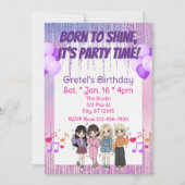 Born to Shine, Party Time, KPOP Girl Band Birthday 招待状 (正面)