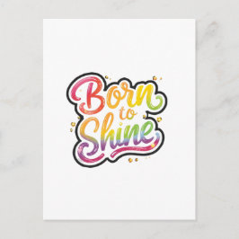 Born to Shine Pride | LGBTQ+ レインボー 引用アート ポストカード