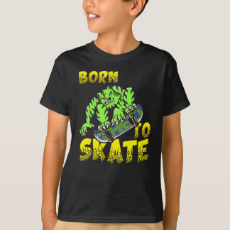 BORN TO SKATE - Tiger Cat On Skateboard Tシャツ