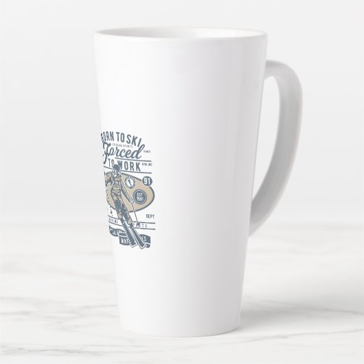 Born To Ski Forced to work カフェラテマグ (右アングル)