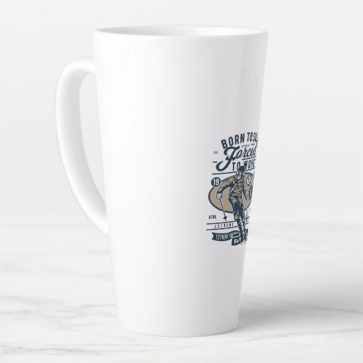 Born To Ski Forced to work カフェラテマグ (左アングル)