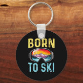 Born to ski funny skiing goggles mountain winter キーホルダー (正面)