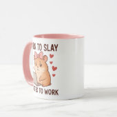 Born to Slay Forced to Work Funny Hamster Girly マグカップ (正面左)