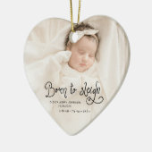 Born to Sleigh Baby Photo Birth Stats Christmas セラミックオーナメント (左)