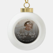 Born to Sleigh Baby Photo Birth Stats Christmas セラミックボールオーナメント (正面)