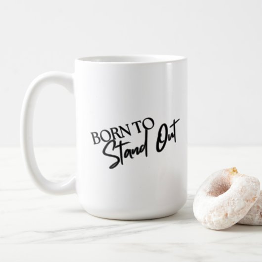 「Born to Stand Out」モチベーショナル・クォートデザイン コーヒーマグカップ (ドーナツ)