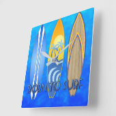 Born To Surf Surfing スクエア壁時計 (傾斜)
