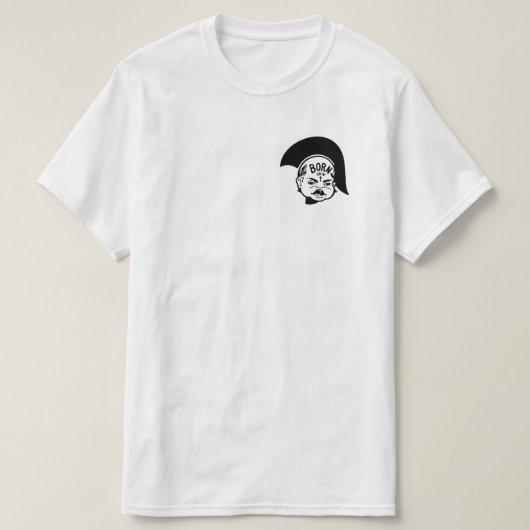 Born Trojan Skinhead Cry Baby Tattoo-Design B/W Tシャツ (デザイン正面)