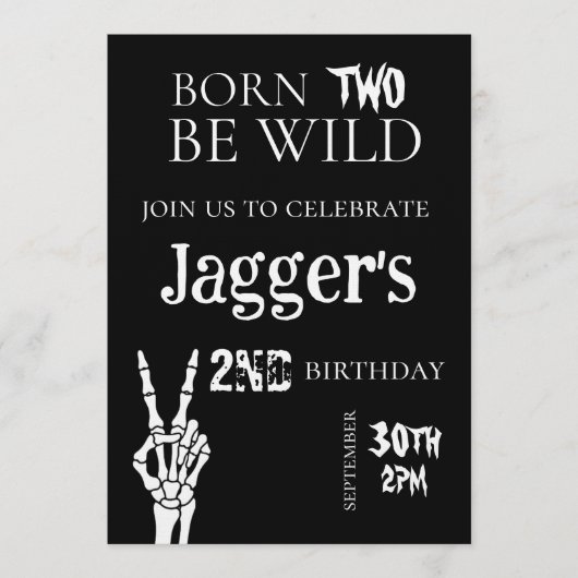 born TWO be wild. 2nd birthday invite 招待状 (正面)
