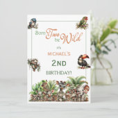 Born Two Be Wild Baby Safari Birthday Party 招待状 (スタンド正面)