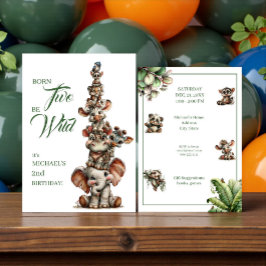 Born Two Be Wild Baby Safari Birthday Party 招待状