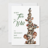 Born Two Be Wild Baby Safari Birthday Party 招待状 (正面)