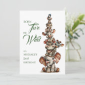 Born Two Be Wild Baby Safari Birthday Party 招待状 (スタンド正面)