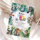 Born TWO Be Wild! Safari Animals Cool 2nd Birthday 招待状