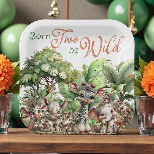Born Two Be Wild Safari Birthday ペーパープレート