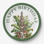 Born Two Be Wild Safari Birthday ペーパープレート (正面)